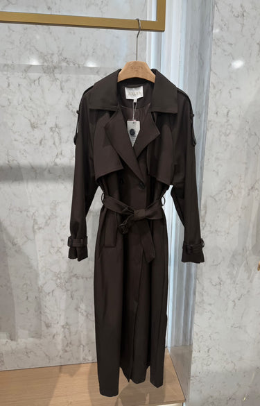 Trench Long Femme Ceinturé à Double Boutonnage - BEIGE F