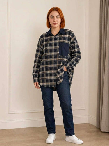 Chemise oversize à carreaux – Bleu