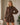 Kurzes, strukturiertes Damenkleid mit drapiertem Taillenbereich und Rüschen - Schoko