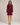 Kurzes Damenkleid mit Volants und Muster - Pflaume