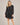 Kurzes Damen-Wickelkleid mit Volants - Schwarz