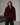 Kurze Damenjacke aus Webpelz mit Oversize-Kragen – Bordeaux